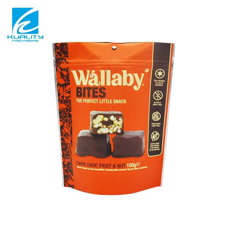 Custom Chocolate Bar Packaging Stand Up Zipper Bags