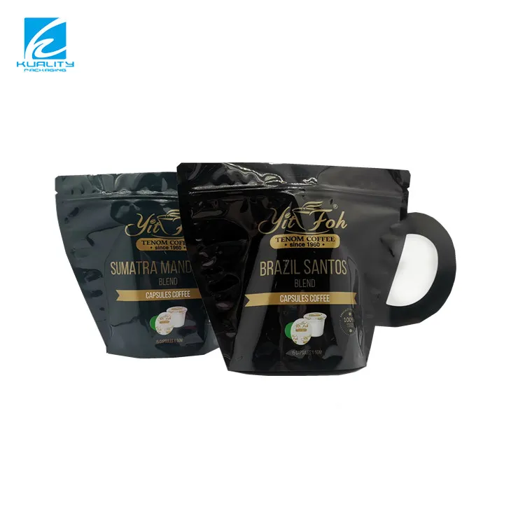 Wholesale Custom Cup-Shaped Stand Up Coffee Bags with Zipper