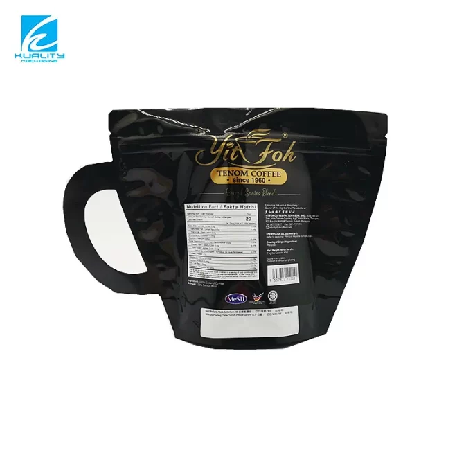 Wholesale Custom Cup-Shaped Stand Up Coffee Bags with Zipper