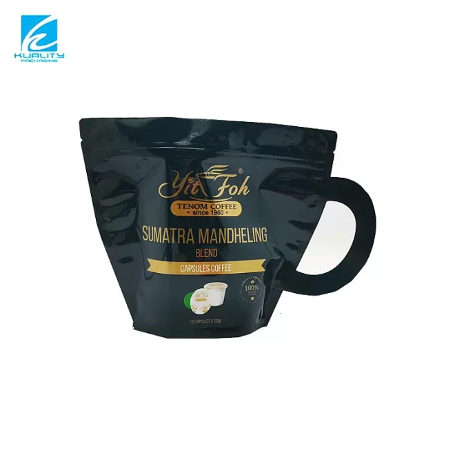 Wholesale Custom Cup-Shaped Stand Up Coffee Bags with Zipper