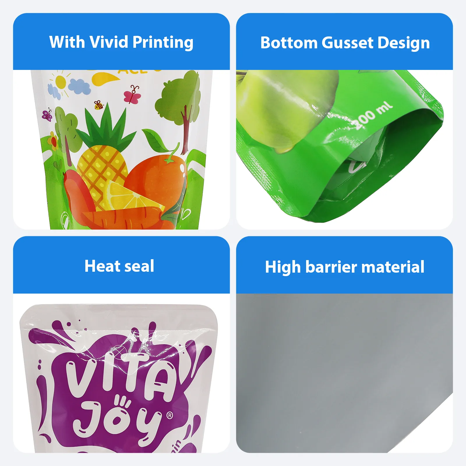 OEM Custom Juice Stand-Up Pouches