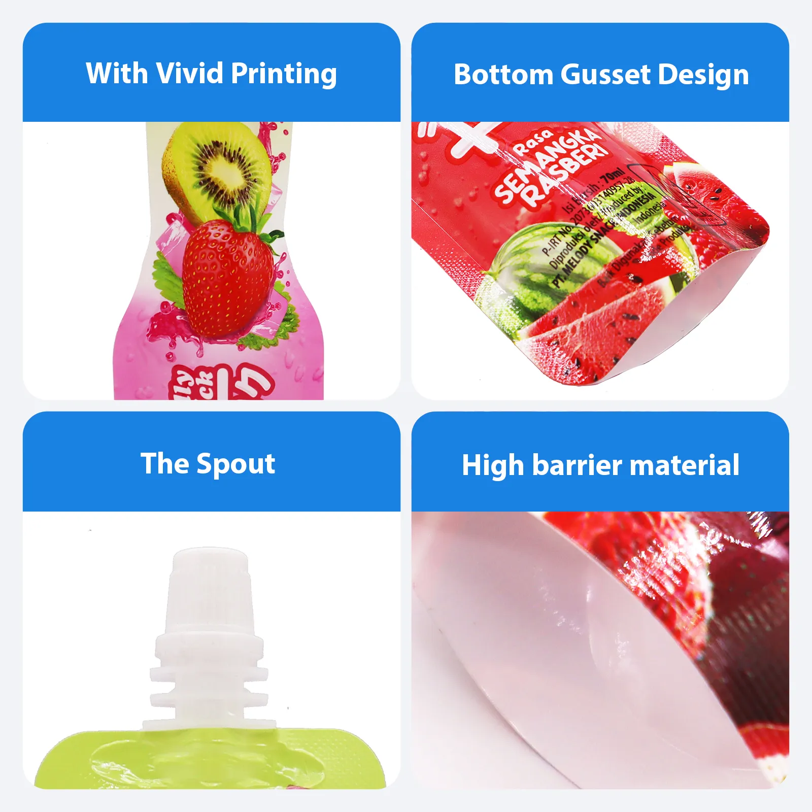 OEM Custom Spouted Pouches for Juice