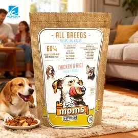 Custom Stand Up Dog Food Pouch with Logo,Matte Finish Pouches for Dry Goods