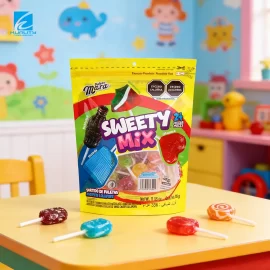 OEM Lollipop Bags Wholesale, Custom Candy Stand Up PouchESwith Resealable Seal and Window