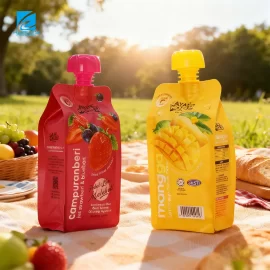 Wholesale Fruit Puree Pouches Supplier, Custom Liquid Spout Pouch for Dairy