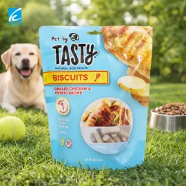 Custom Pet Snack Packaging Bags, Matte Mono-Material PE Stand-Up Zipper Pouches