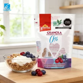 Custom Oat Packaging Stand Up Zipper Pouch with Window Laminated Bag