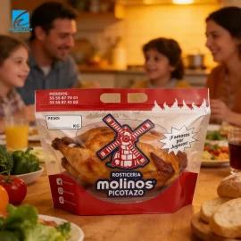 Custom Roast Chicken Packaging Pouch Laminated Stand Up Bag with Window