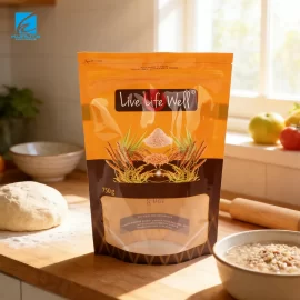 OEM Custom Oat Packaging Bag Stand Up Zipper Pouch with Clear Window