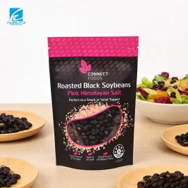 Custom Salt Packaging Bag, Printed Stand Up Roasted Black Bean Pouch with Window